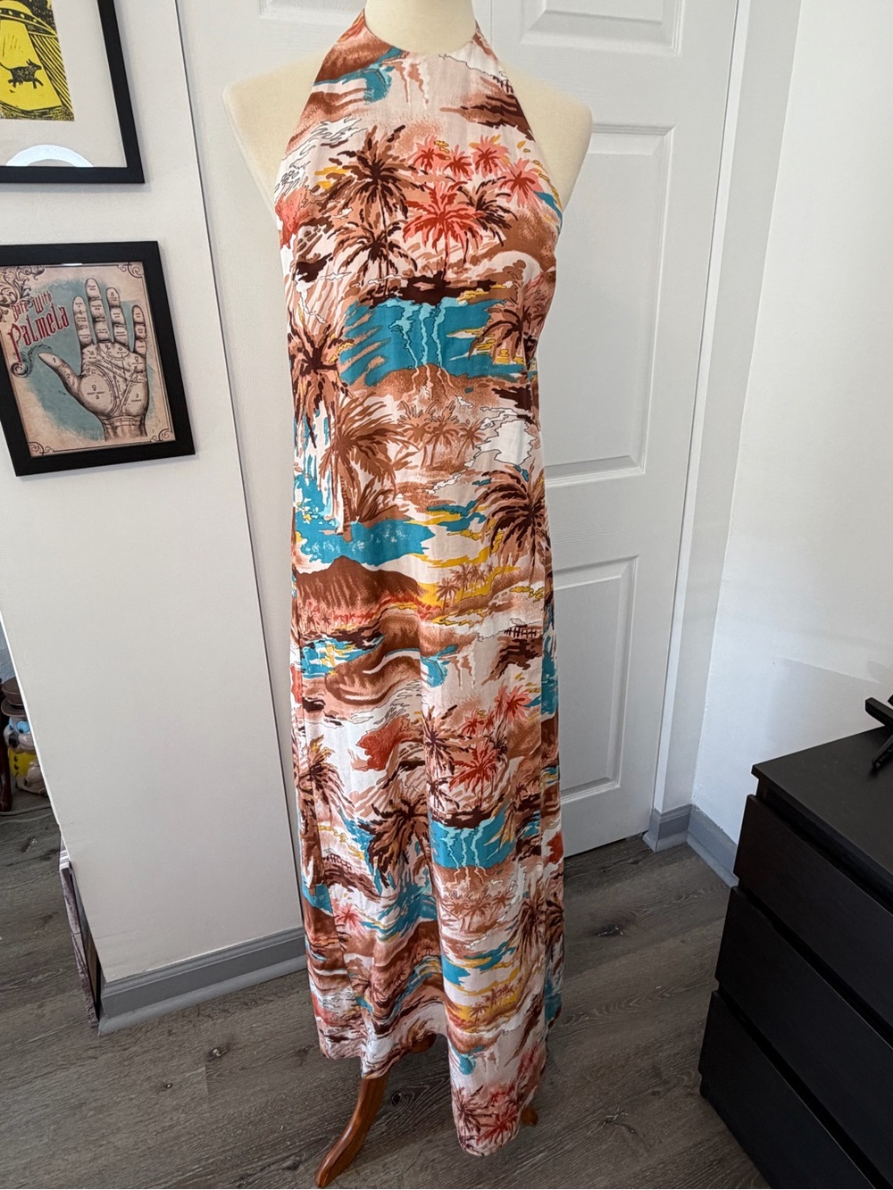 Vintage Pomare Tahiti Hawaiian Maxi Dress | 1960s/1970s Tropical Print
